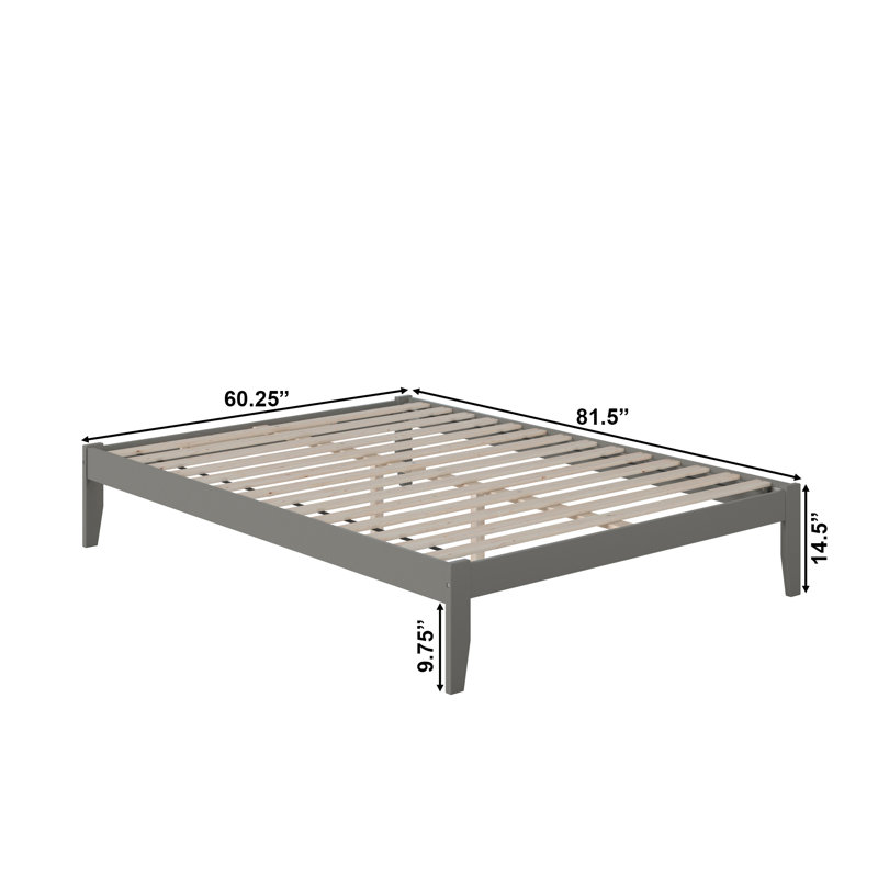 Javaunte Solid Wood Platform Standard Bed, Gray, Queen