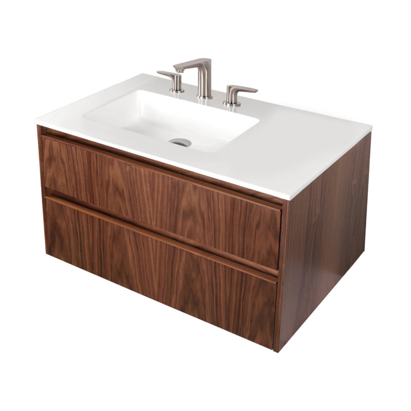 Flou Widespread Bathroom Faucet with Drain Assembly, Brushed Nickel
