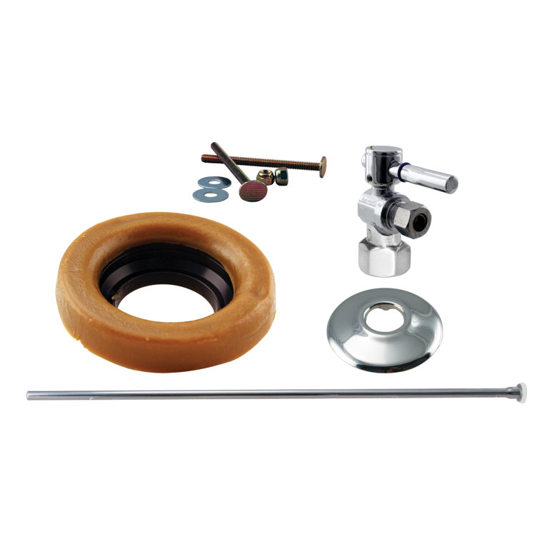 Toilet Installation Kit with 1/4-Turn 1/2" IPS Stop and Wax Ring with Lever Handle
