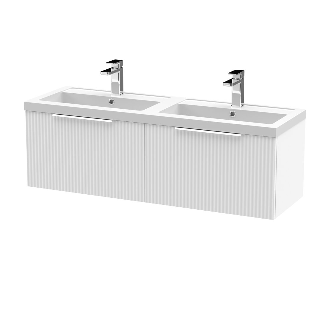 Fluted Double Vanity with Drop In Basin