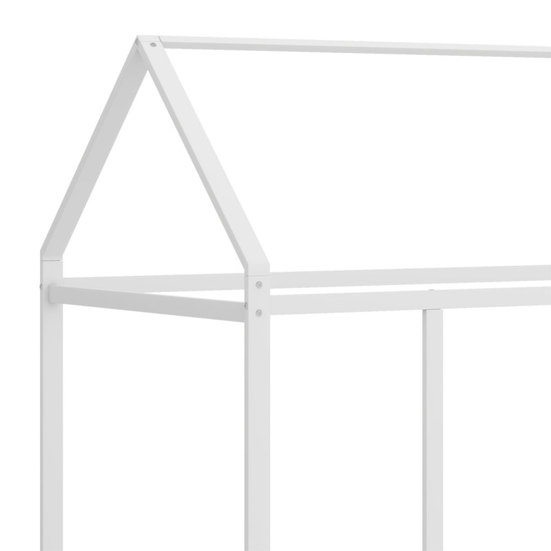 Structure de lit en métal avec clôture, Blanc