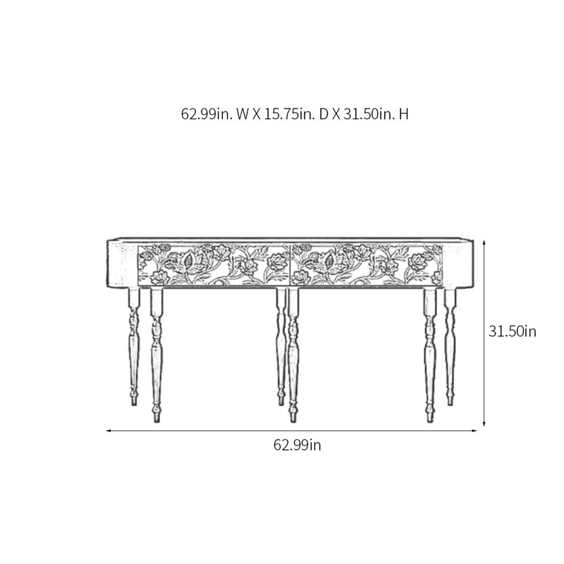 Multifunctional Art Console Table, 31.5" H x 62.99" W x 15.75" D
