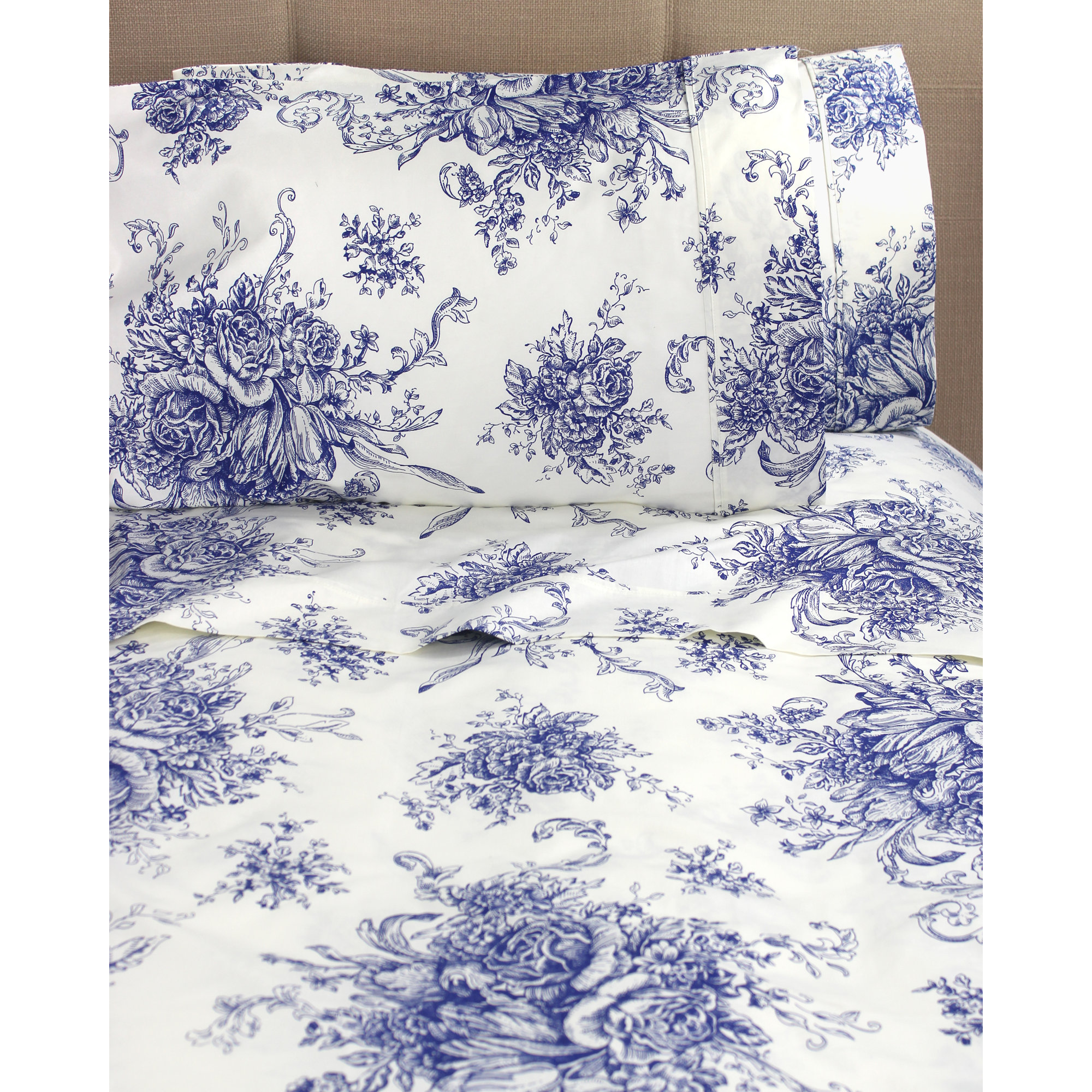 Benedictine 100% Cotton Sheet Set, Twin, Navy