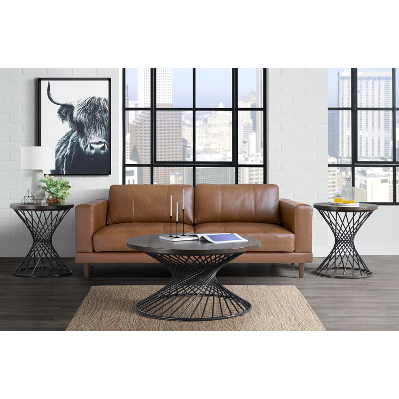 Garin Round End Table in Walnut
