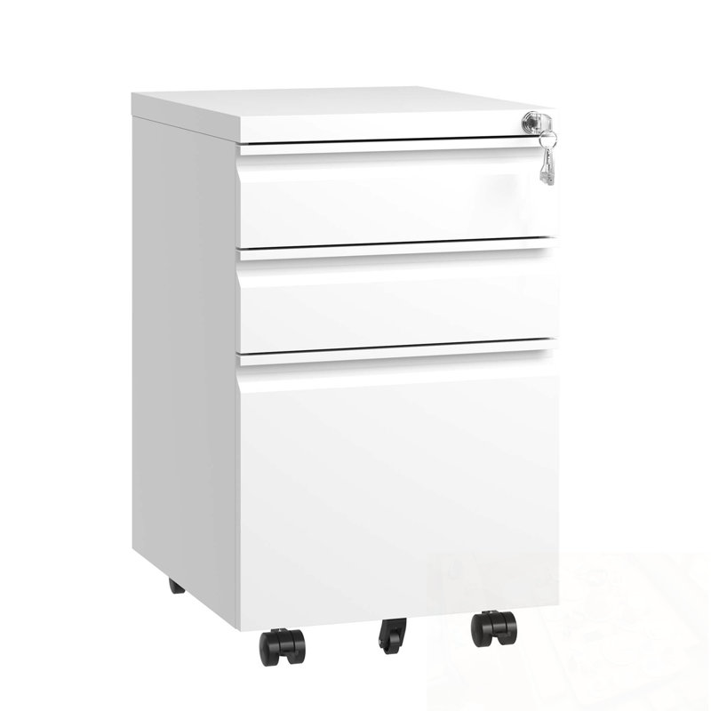 3 Drawer Mobile File Cabinet With Lock