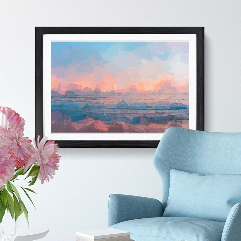 Sundown in Sri Lanka in Abstract - Framed Print, 48cm H x 65cm W x 2cm D, Black Framed