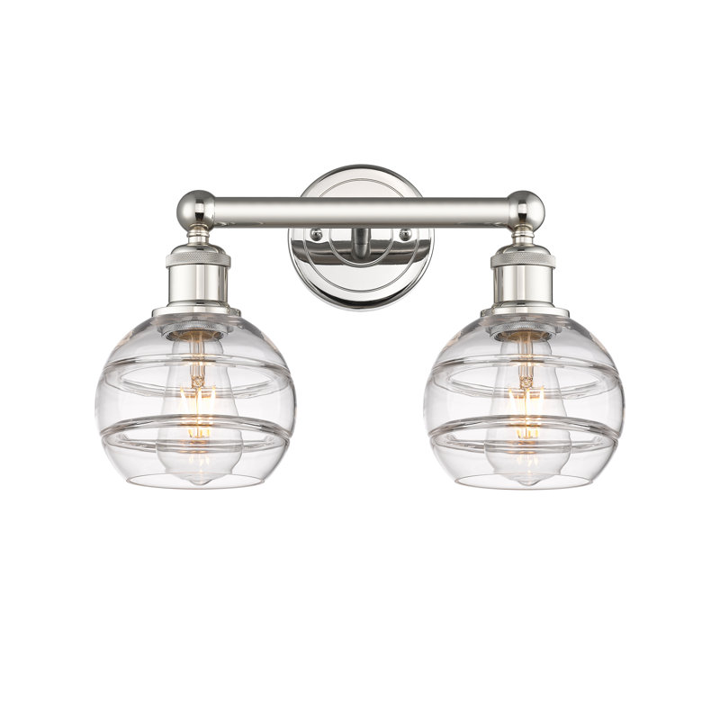 Éclairage pour meuble-lavabo à 2 lumières à intensité variable Natick, Transparent, Nickel poli