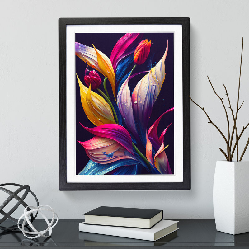 Vibrant Flowers No.6 - Single Picture Frame Print, Black Framed, 64cm H x 46cm W x 2cm D