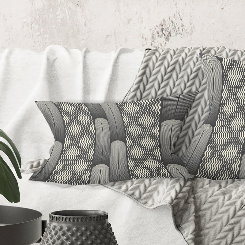 Coussin Mimimal Design noir et blanc II - Mid-Century