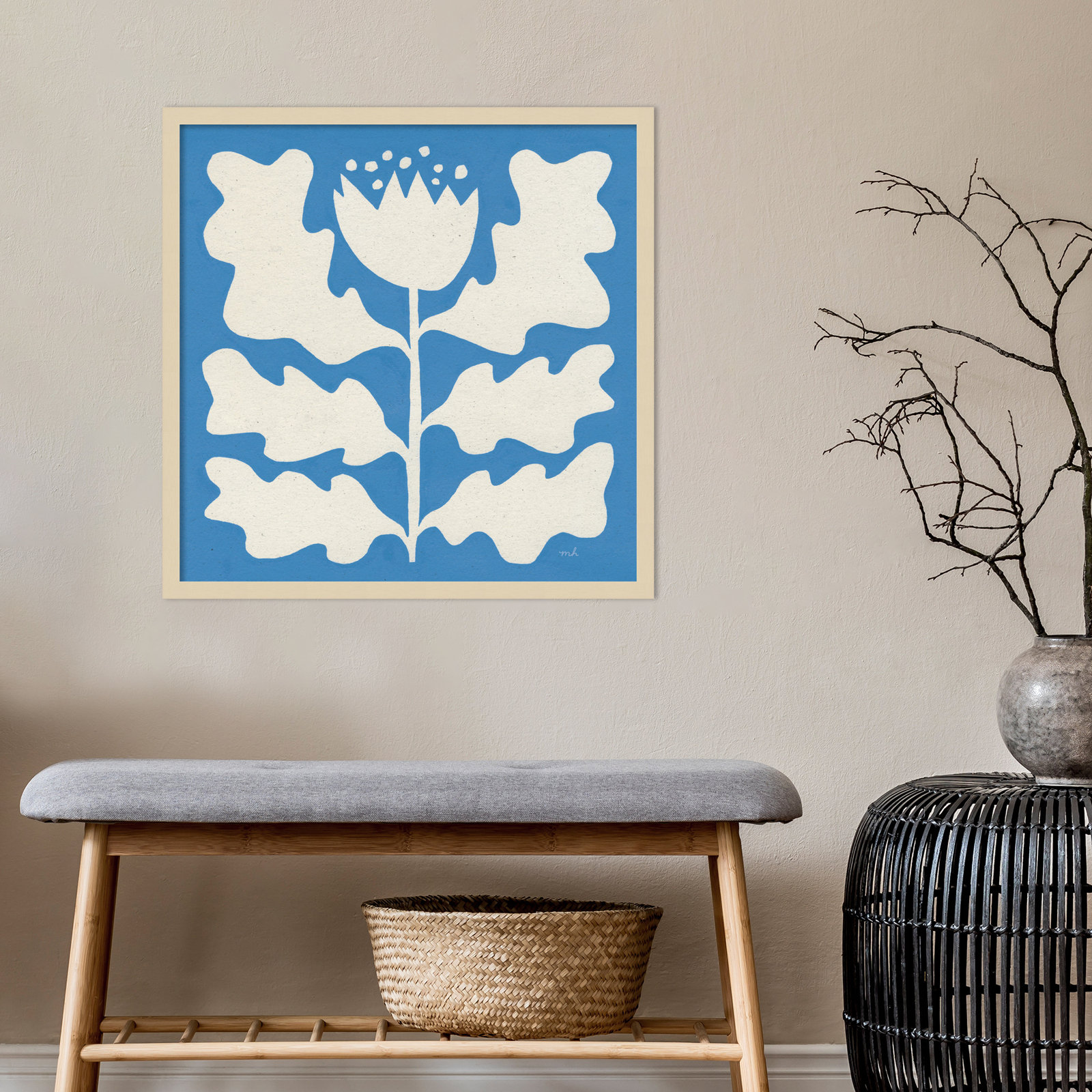 Delighted I Blue by Moira Hershey, Brown, 25" W x 25" H