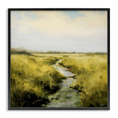 Calming Horizon Stream Framed Giclee Art by Roozbeh Bahramali