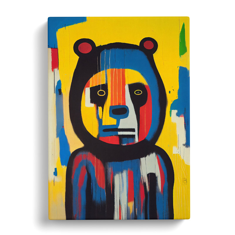 Graffiti Bear Abstract - Wrapped Canvas Painting, 60cm H x 40cm W x 3cm D