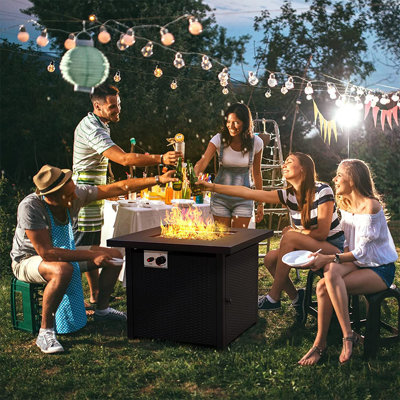 Dorolice Square Steel Propane Smokeless Fire Pit Table with Hidden Fuel Tank