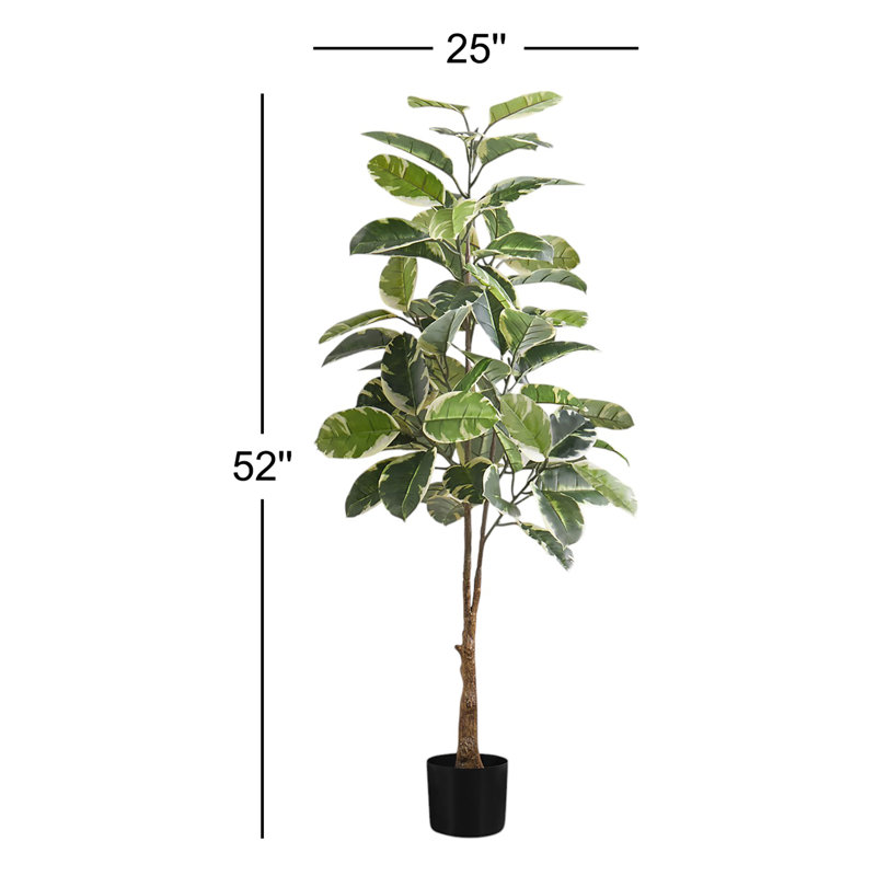 52'' Faux Rubber Tree Plant in Polyethylene (Pe) Pot