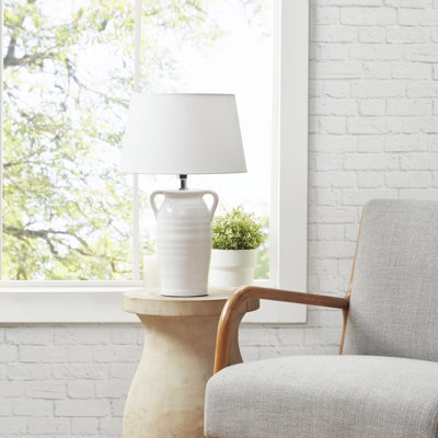 Ahanu Farmhouse Ceramic Table Lamp with Handles