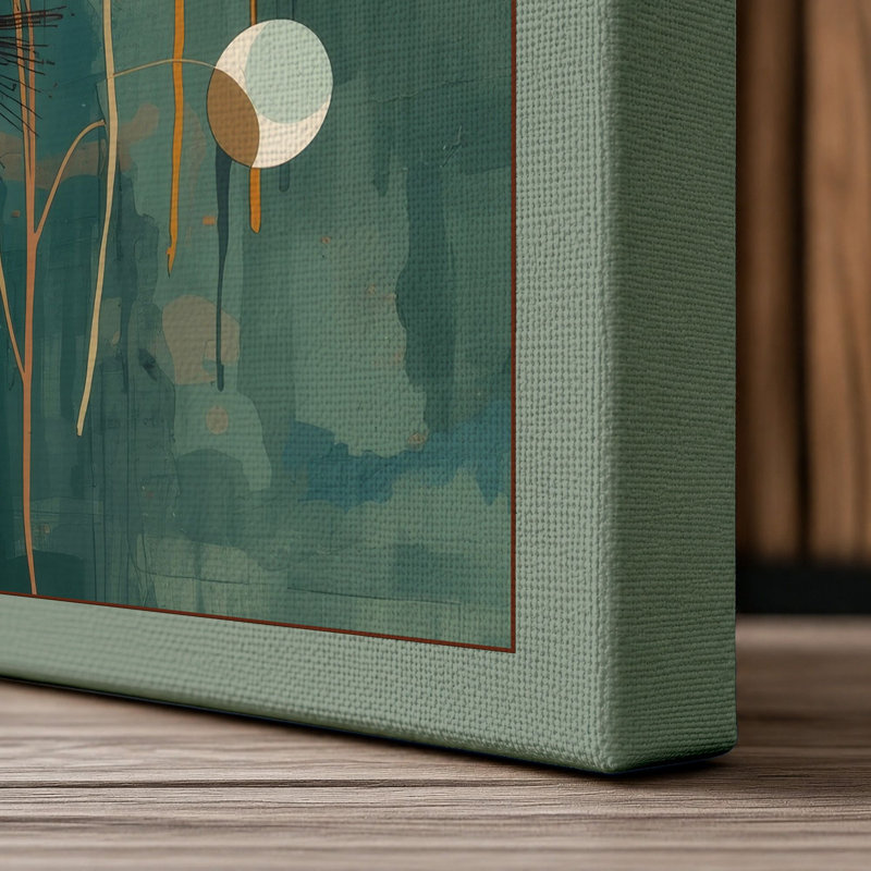 Geometric Bloom Arrangement Mid-Century - Wrapped Canvas, 18x12 - 45.7 x 30.5 cm, Sage Border