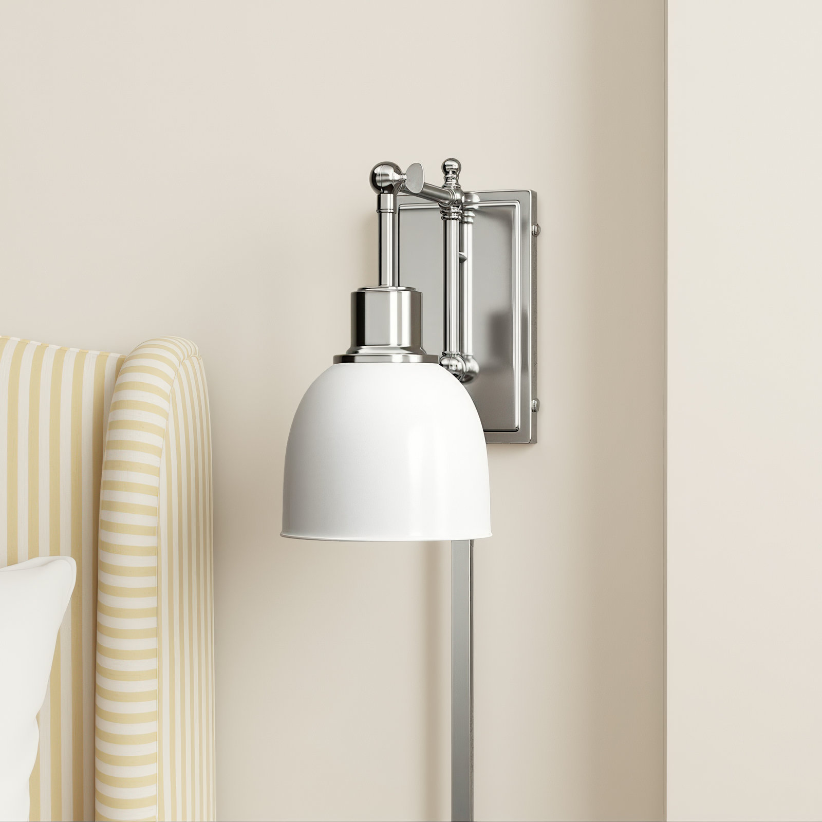 Single Light Dimmable Swing Arm Sconce, Chrome