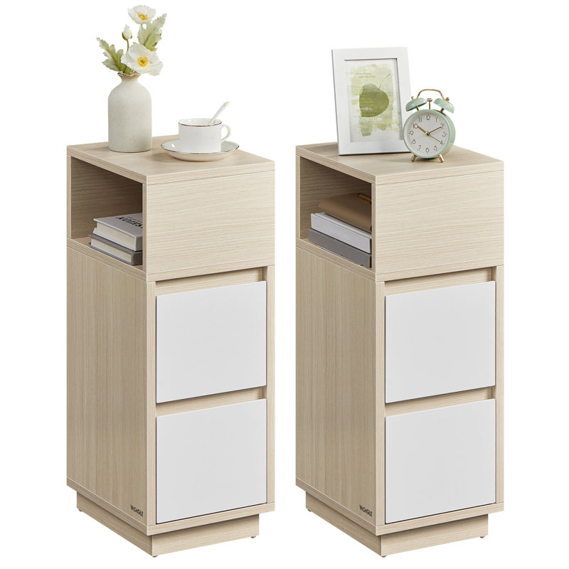 Arcolia 25cm W Manufactured Wood Bedside Table, Natural/White