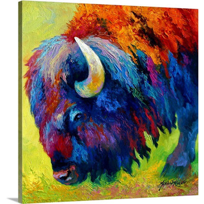 "Aidrianna Bison Portrait II" par Marion Rose, reproduction d'art sur toile tendue