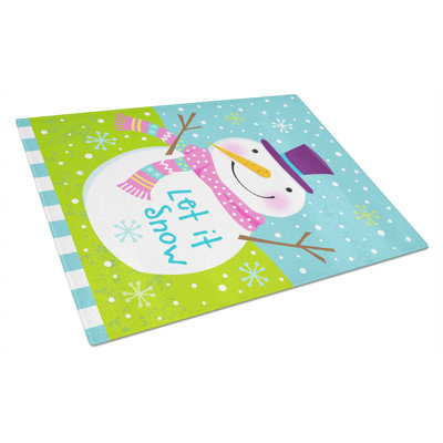 Caroline's Treasures Tempered Glass Christmas Snowman Let it Snow Cutting Board
