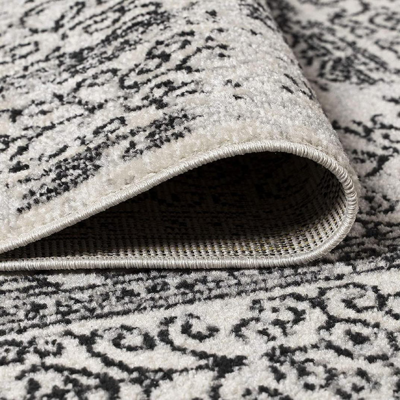 Tapis gris / noir Attie Filigree, Rectangulaire 3 pi x 5 pi