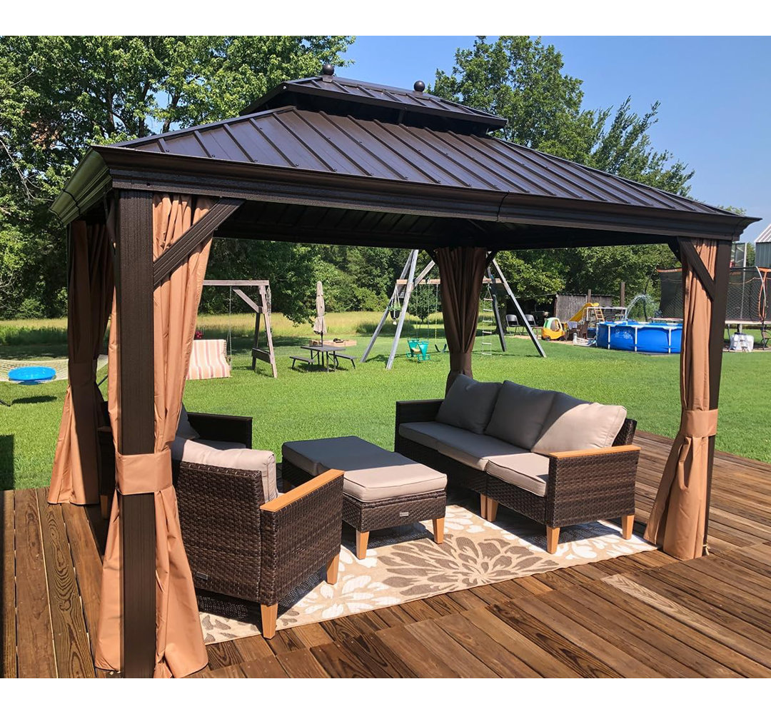 PURPLE LEAF Aluminium Hardtop Gazebo with 48 Ft String Lights Purple Leaf