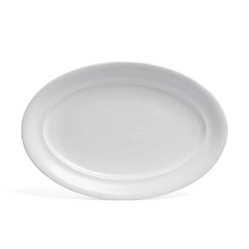 White Ceramic Oval Serving Platter, 11''