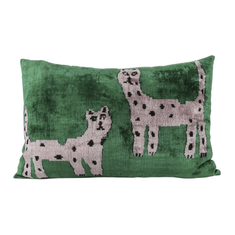Housse de coussin et insert Silk Velvet Pink Cats - Tissé à la main