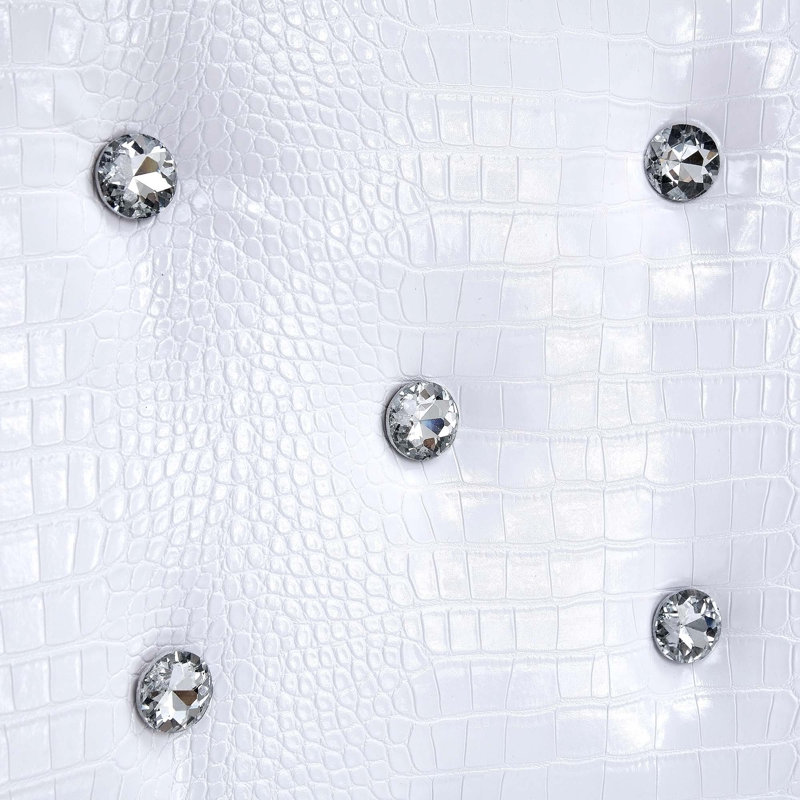 Ensemble de 4 chaises de salle à manger en peau d'alligator rétro avec boucles en cristal et pieds en plaqué or pour une assise élégante et durable