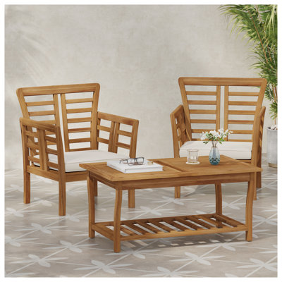 Ensemble de fauteuil club et table d'appoint 2 pièces Caydon, finition en bois brun avec motif à double vitrage