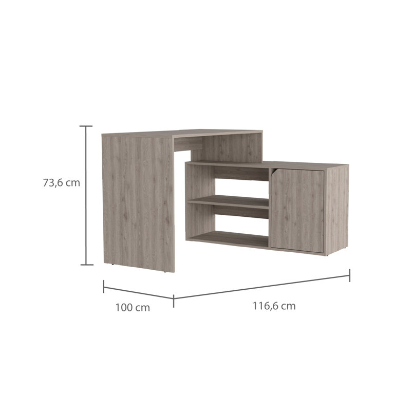 Gingola L-Shaped Computer Desk, Beige, Light Oak
