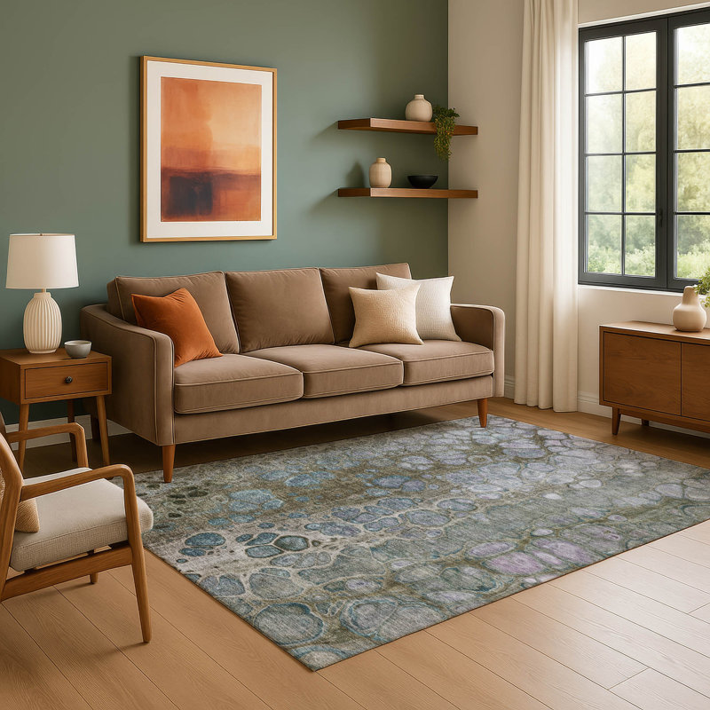 Premium Machine Washable Mayfield AMF1940 Abstract Rug, Rectangle 10' x 14'