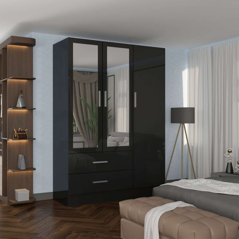 Manufactured Wood Wardrobe, Black