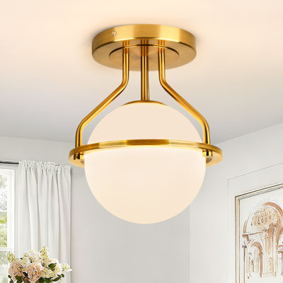Plafonnier semi-encastré en verre 1 lumière