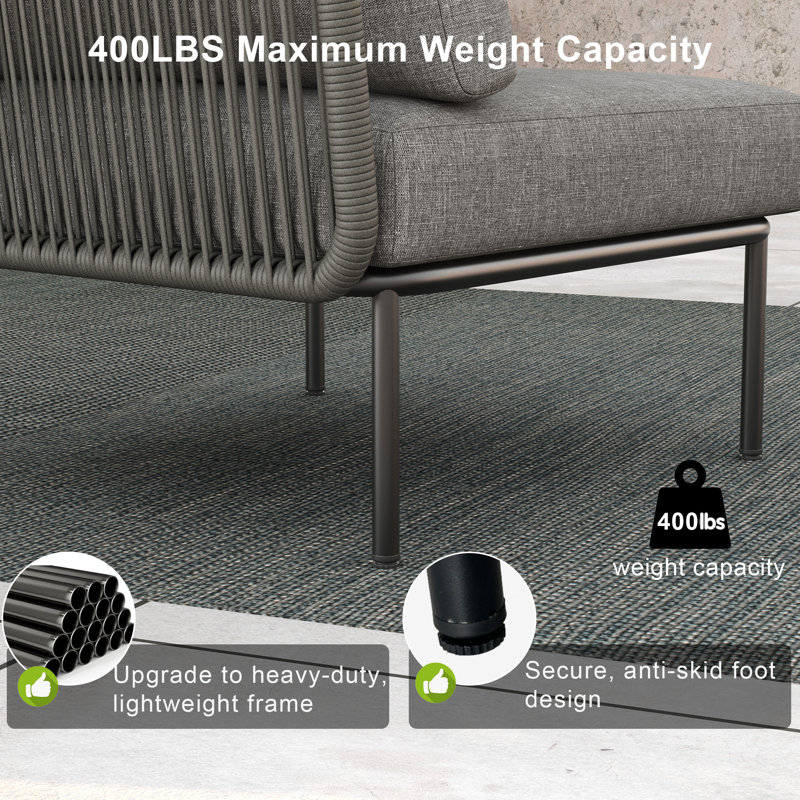 Latitude Run® 9 Pieces Aluminum Patio Furniture Set, Modern Modular Sectional Sofa with Coffee Table and Upgrade Thickness Cushion