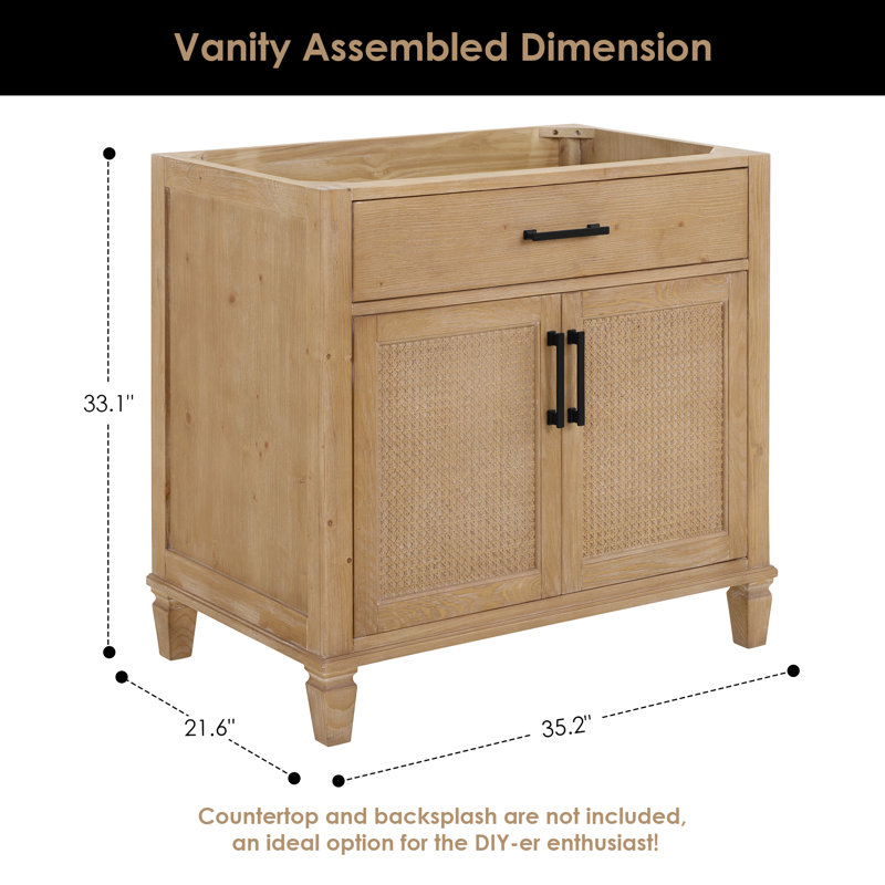 Solana 35.2" Single Bathroom Vanity Base Only in Weathered Fir