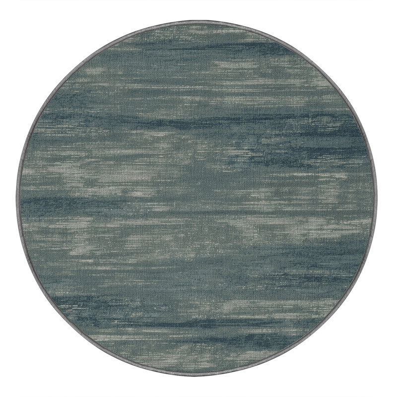 Tapis abstrait gris lavable à la machine, Rond 6 pi