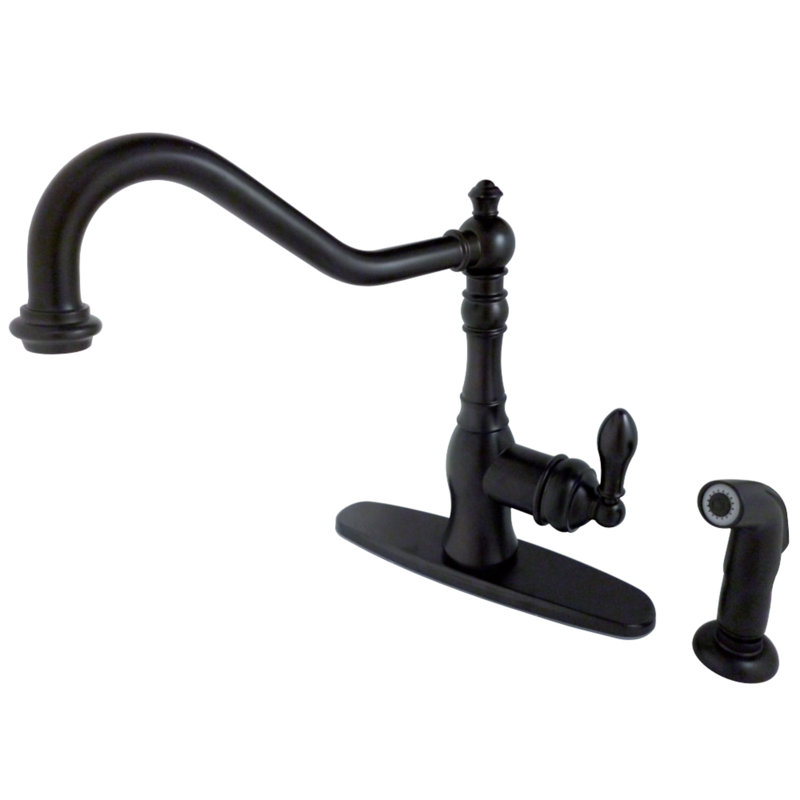 Kingston Brass American Classic Single-Handle Deck Mount Faucet, Oil Rubbed Bronze, With Spray
