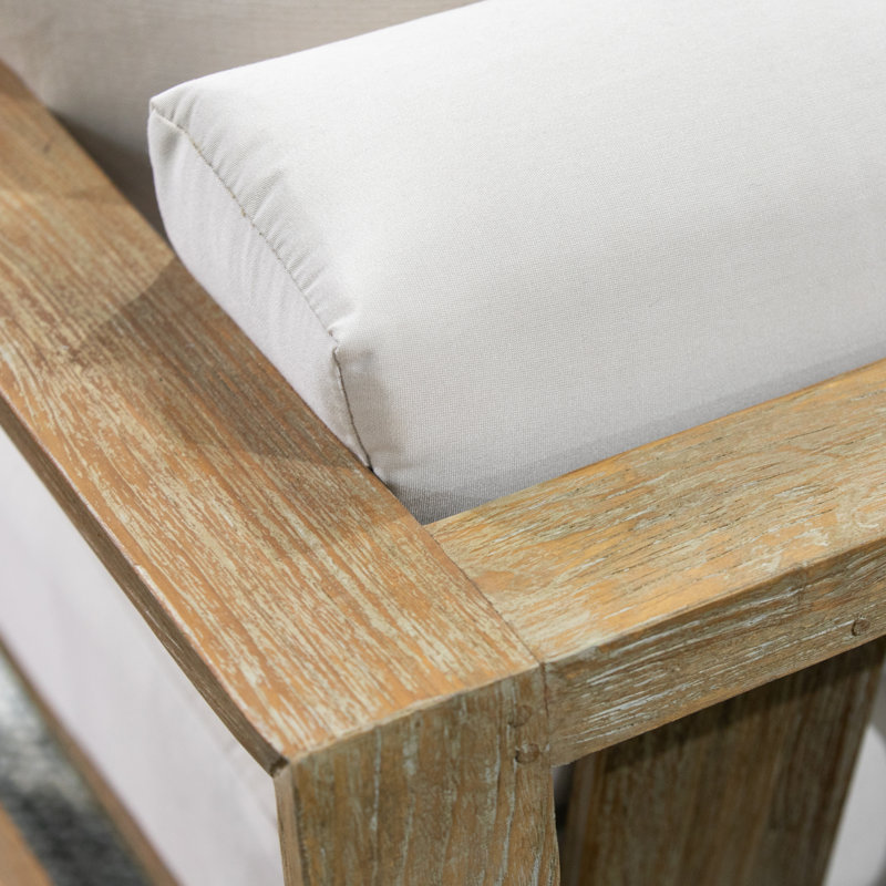 Coastal Teak Patio Sofa with Sunbrella Cushions, Canvas Canvas Sunbrella®