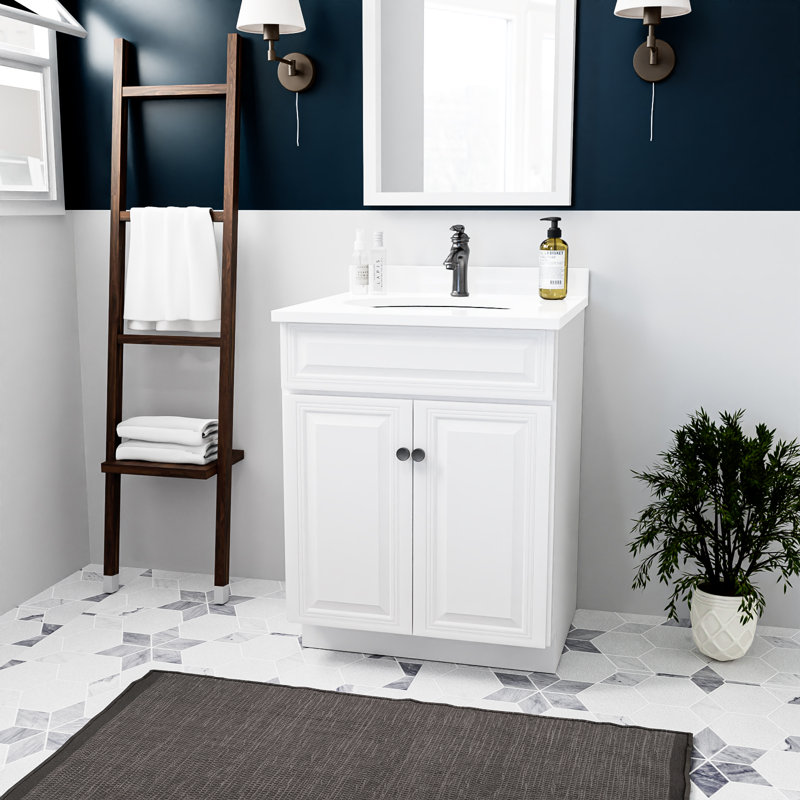 Base de meuble-lavabo simple 24 po blanc antique seulement