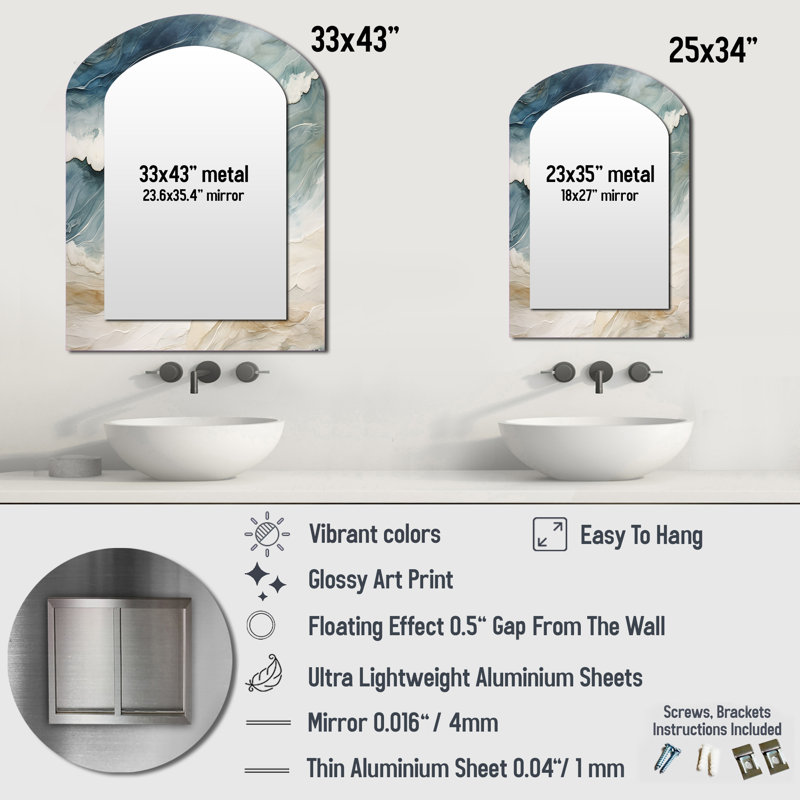 Miroir mural arqué moderne Modern, 34 po x 25 po