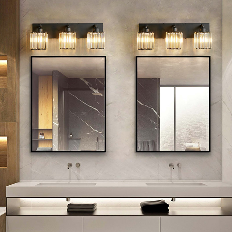 Éclairage pour meuble-lavabo à intensité variable Lanceton, Noir, Trois lumières