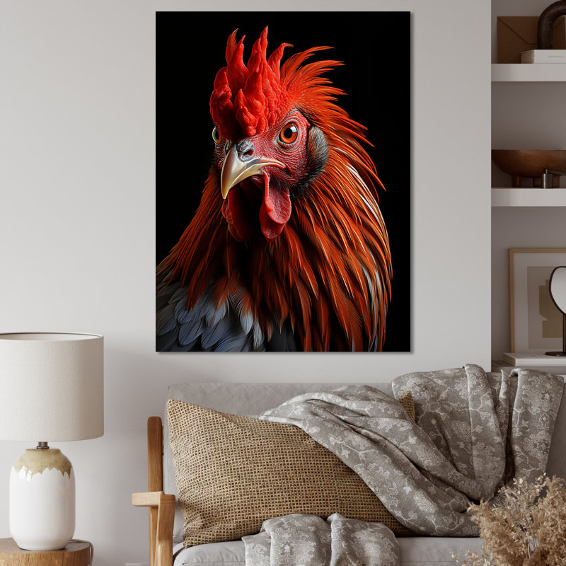 Gros plan d'un coq brun, H 32 po x l 24 po x P 1 po, Toile tendue