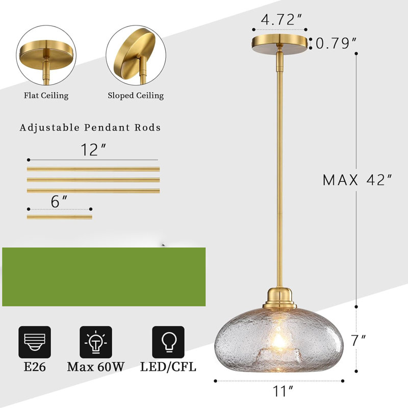 Large Pendant Lamp Kitchen Island, Clear