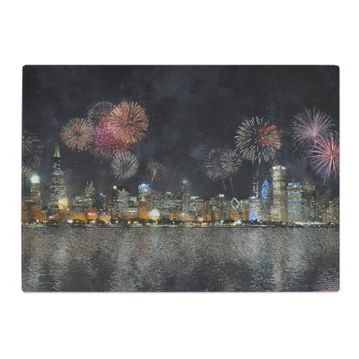 Tempered Glass Fireworks Above the Chicago Chopping Board