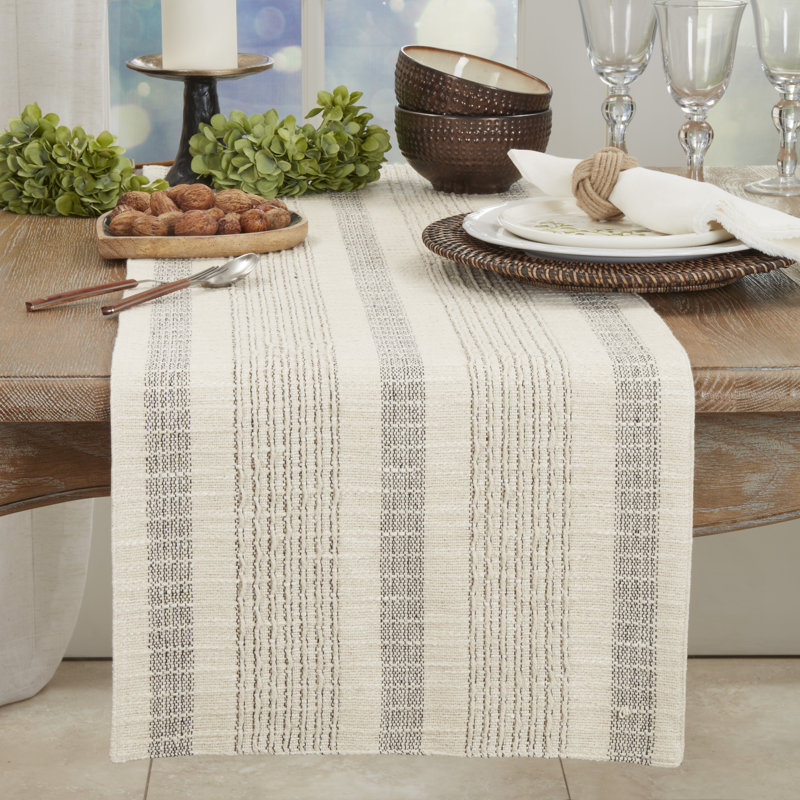 Chemin de table texturé à rayures, 16 po x 36 po