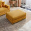 Repose-pieds rembourré carré en velours côtelé orange avec pieds en bois massif, partie modulaire simple pour canapé modulaire-283289119-301973241
