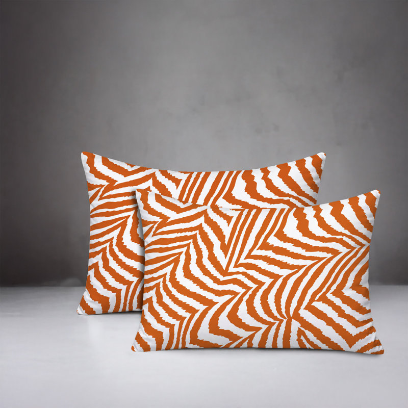 Coussin intérieur / extérieur à imprimé zébré Lola, 25x18, Orange