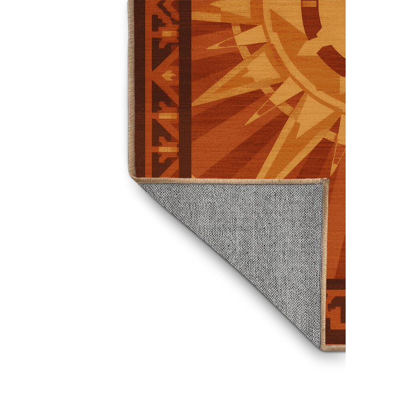 Tapis d'inspiration mondiale Melton lavable à la machine en brun - reliure brun clair, 8 x 10
