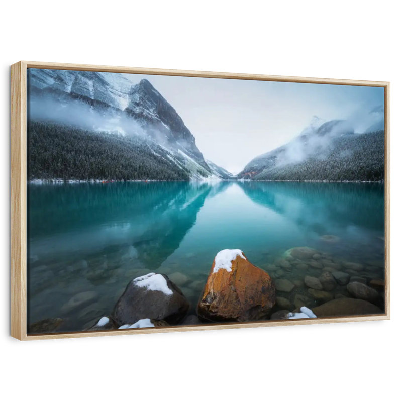 Lac brumeux brumeux, Cadre flottant en bois naturel, 13 po x 9 po